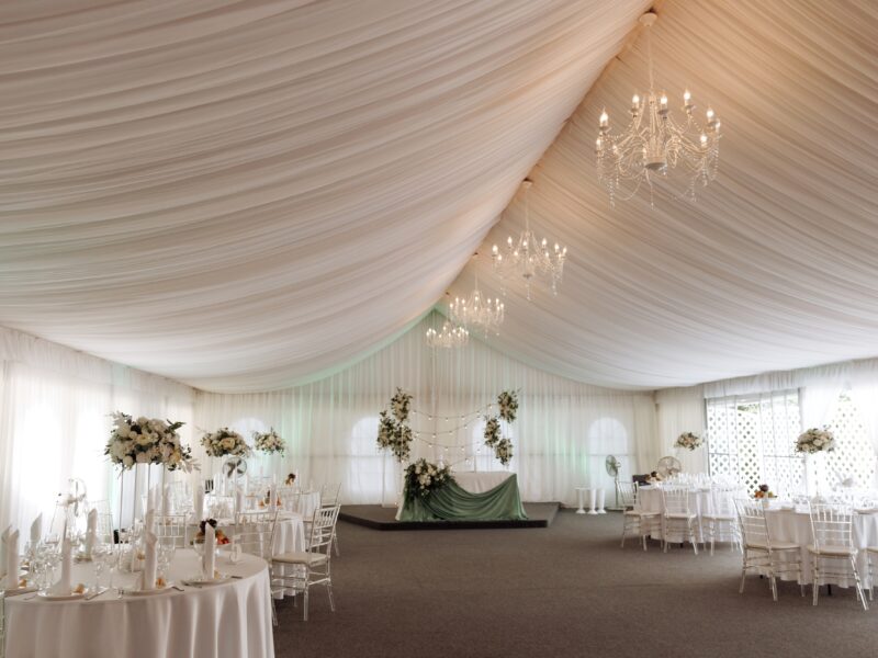 A,View,Inside,A,Marquee,Set,Up,For,A,Wedding